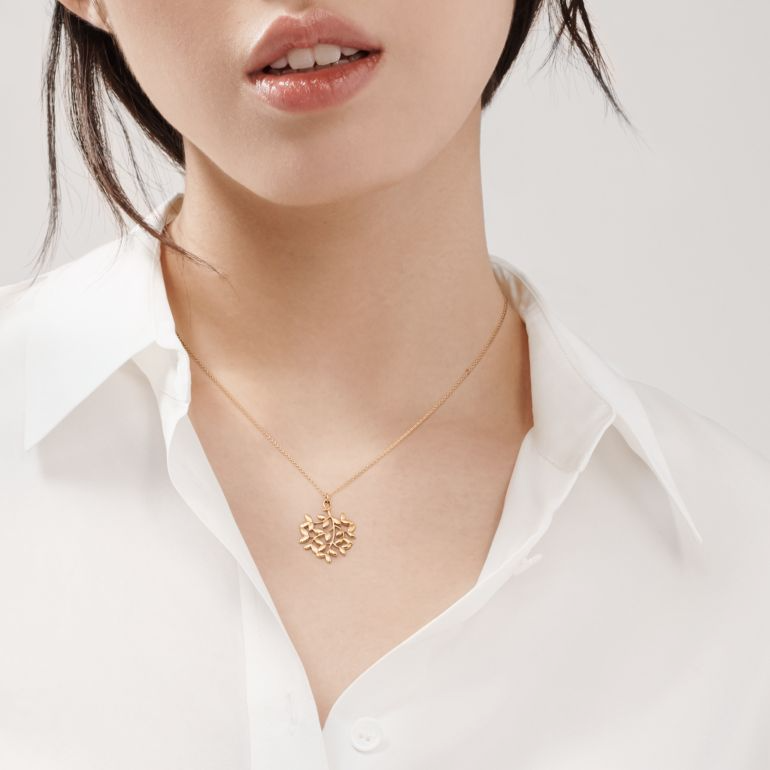 TIF60021502 small light gold olive leaf pendant