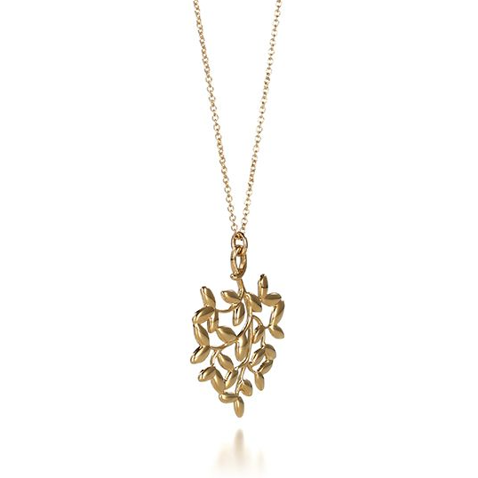 TIF60021502 small light gold olive leaf pendant