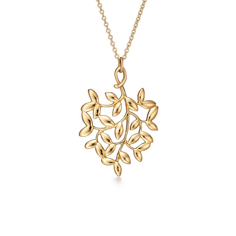 TIF60021502 small light gold olive leaf pendant