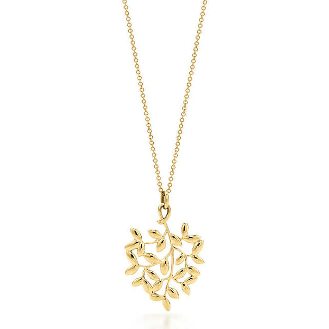 TIF60021502 small light gold olive leaf pendant