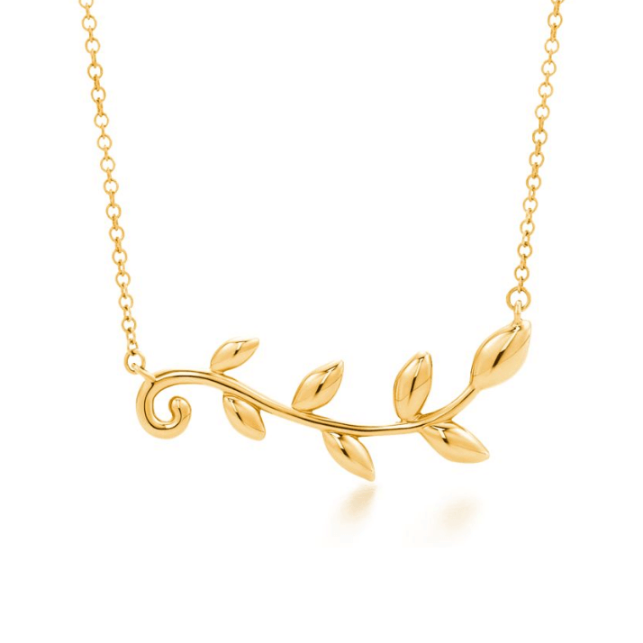TIF15410689 light gold OliveLeaf vine chain pendant