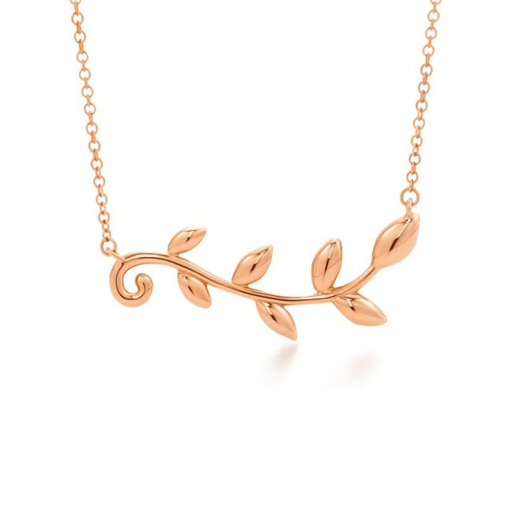 TIF15410689 light gold OliveLeaf vine chain pendant