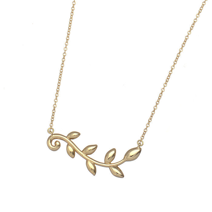 TIF15410689 light gold OliveLeaf vine chain pendant