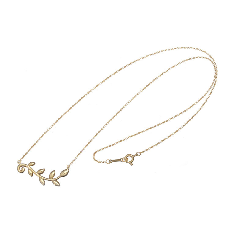 TIF15410689 light gold OliveLeaf vine chain pendant