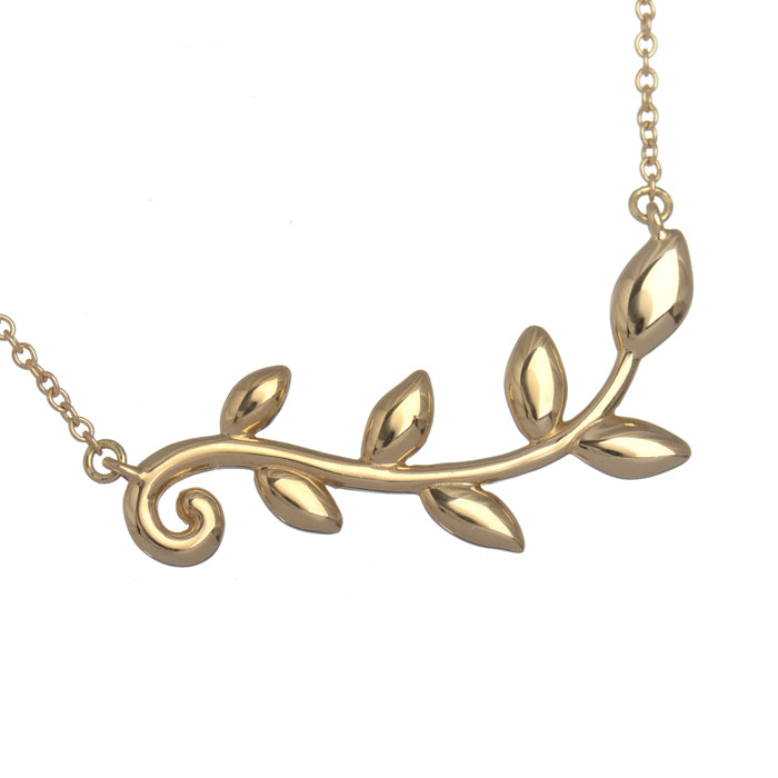 TIF15410689 light gold OliveLeaf vine chain pendant