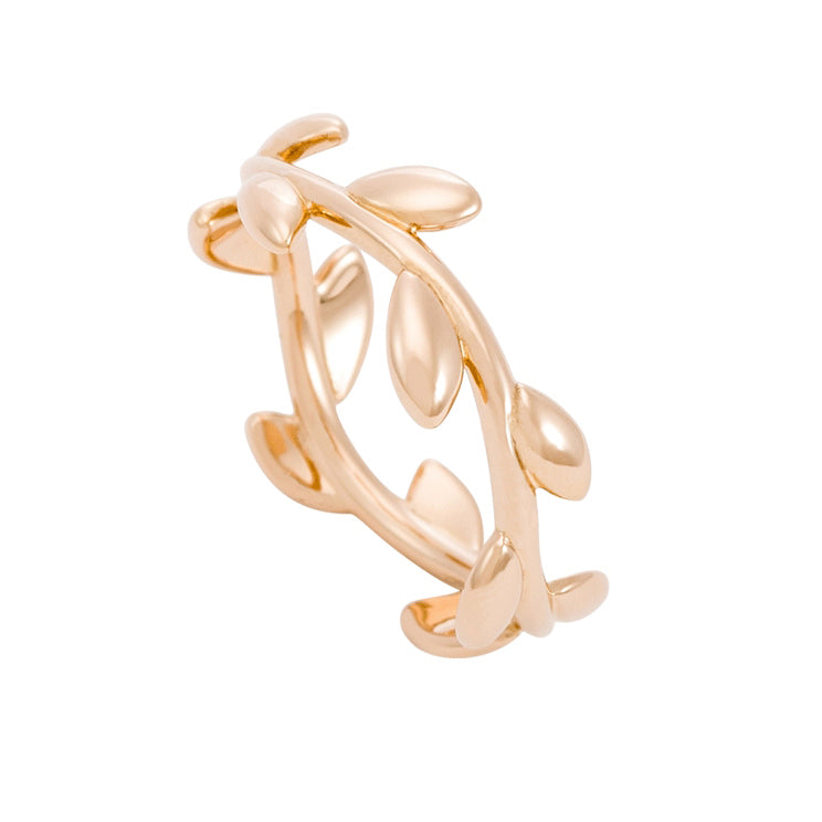 TIF65180191 narrow version light gold olive branch ring