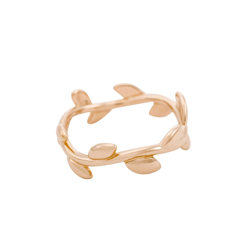 TIF65180191 narrow version light gold olive branch ring