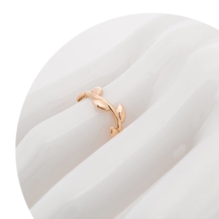 TIF65180191 narrow version light gold olive branch ring
