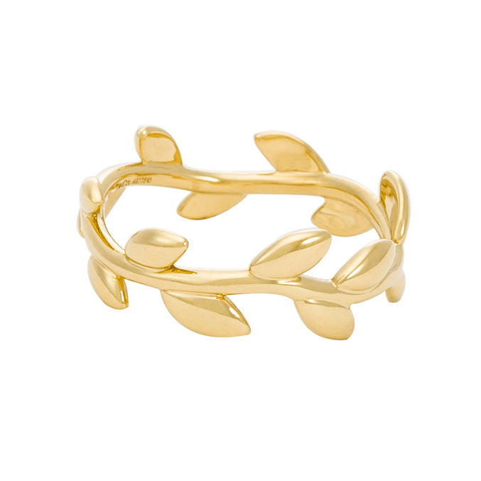 TIF65180191 narrow version light gold olive branch ring
