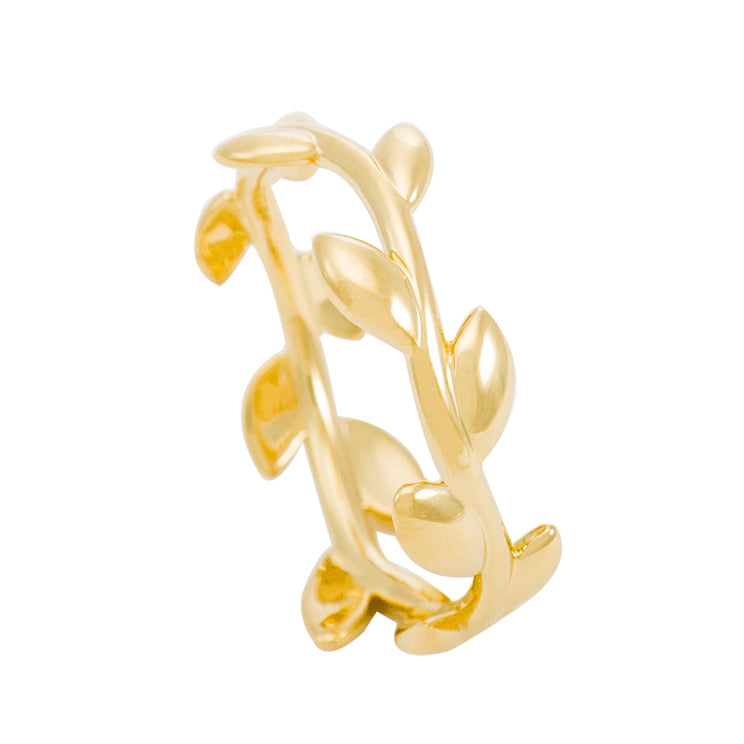 TIF65180191 narrow version light gold olive branch ring