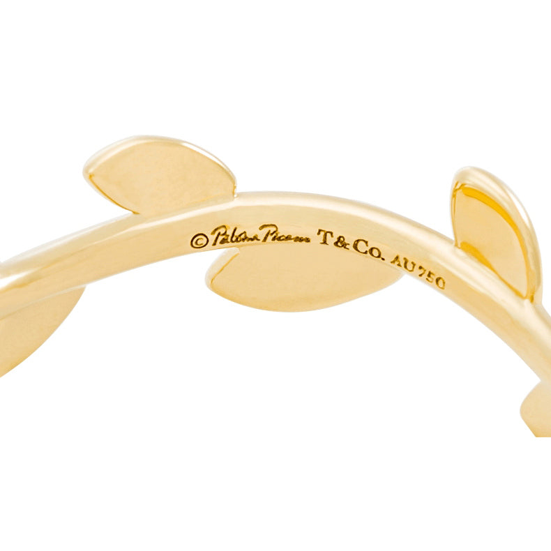TIF65180191 narrow version light gold olive branch ring