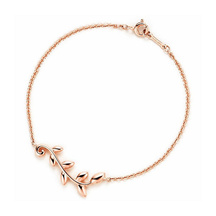 TIF63776377 light gold olive leaf bracelet