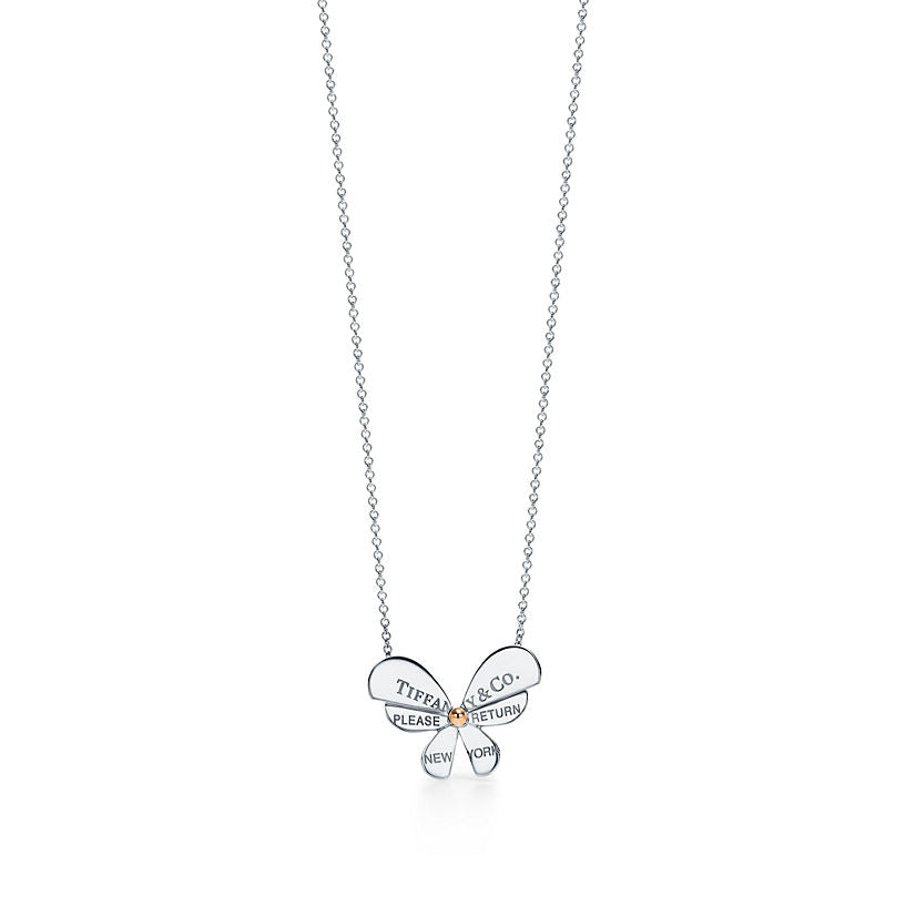 TIF28444399 letter light gold butterfly chain pendant