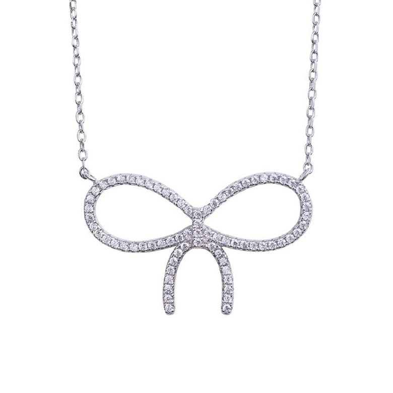 TIF87702229 full diamond bow tie chain pendant