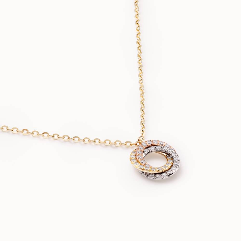 KDY-B7224808 three-ring three-color single row diamond ring pendant