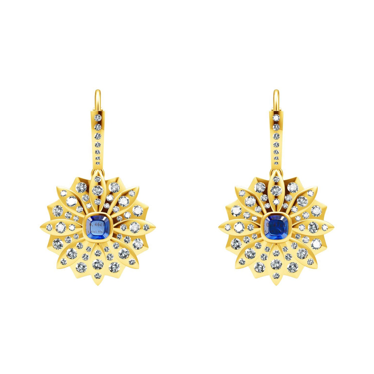 TIF62431574 cushion-shaped stone flower-shaped earrings with diamonds