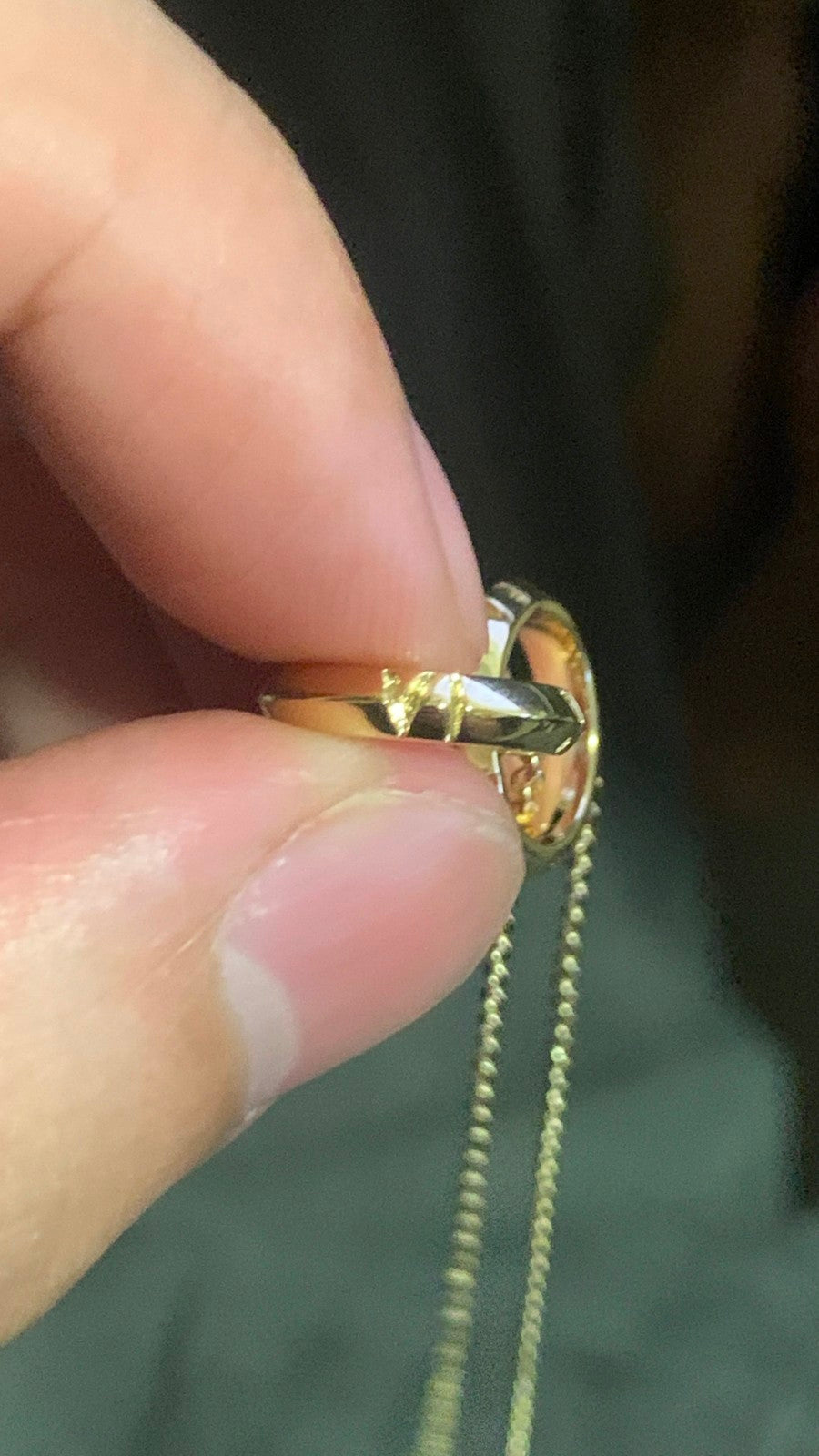 TIF20713350 double buckle sword spine light gold ring pendant