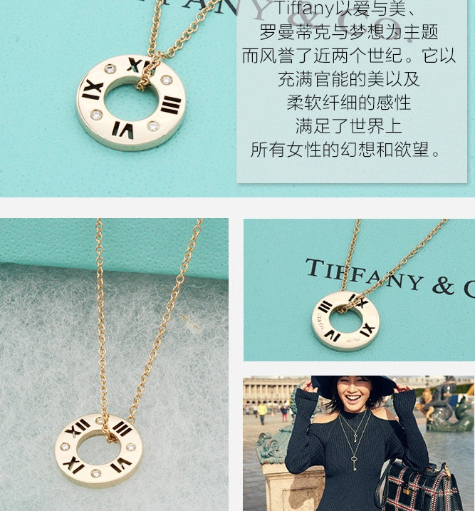 TIF74952644 diamond Roman numeral round pendant