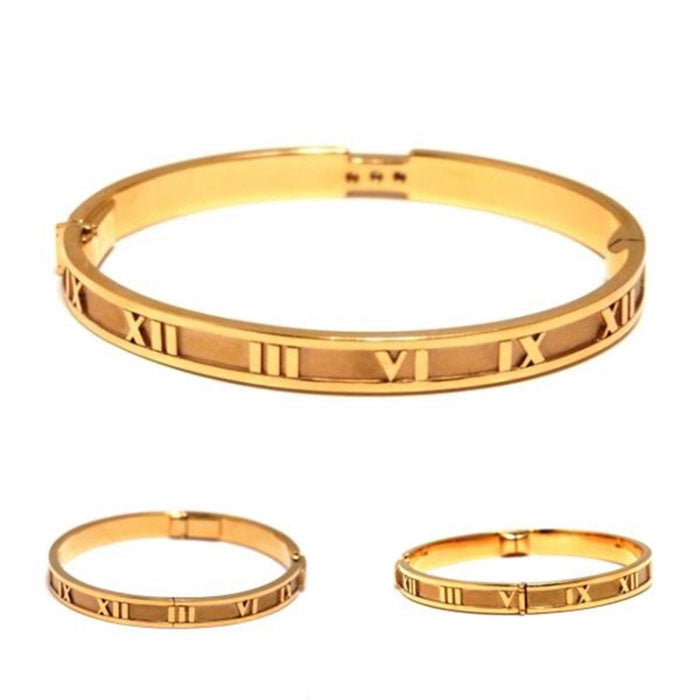 TIF79968301 Closed hinged three diamond Roman bracelet