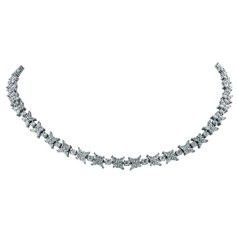 TIF49056716 water drop marquise mosaic cluster necklace