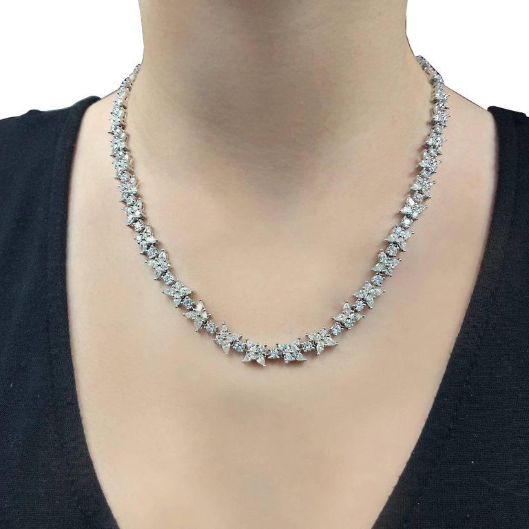 TIF49056716 water drop marquise mosaic cluster necklace
