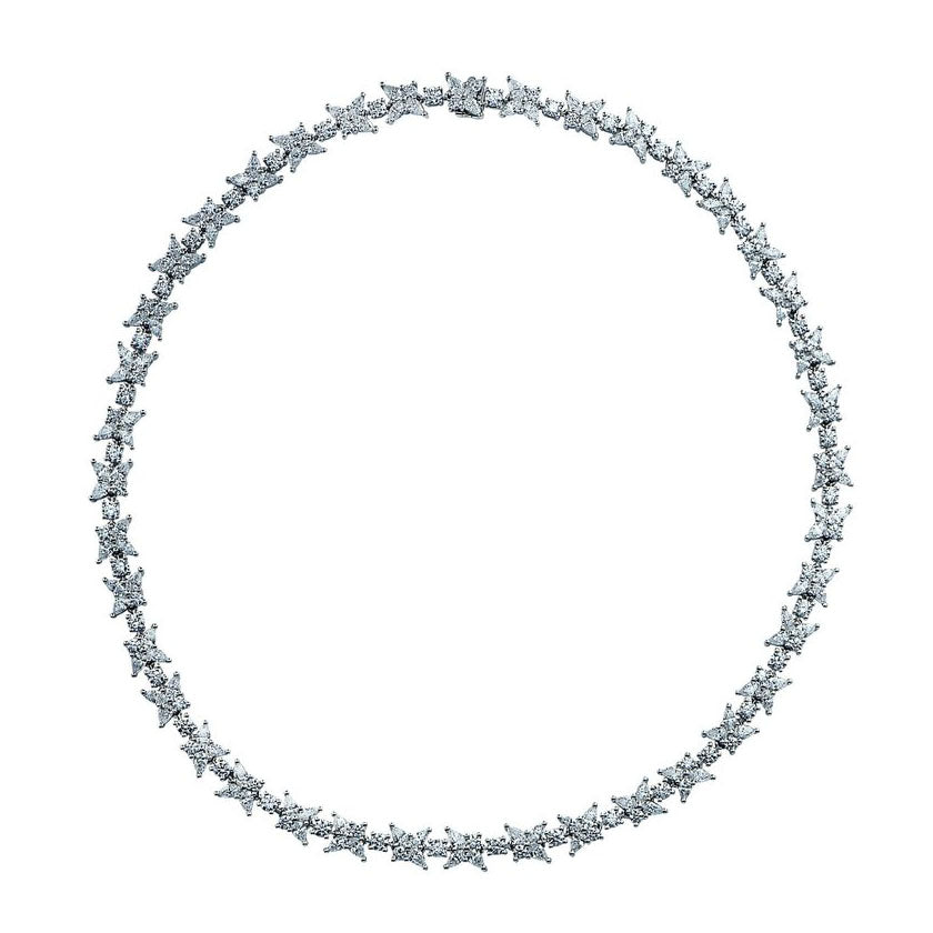 TIF49056716 water drop marquise mosaic cluster necklace