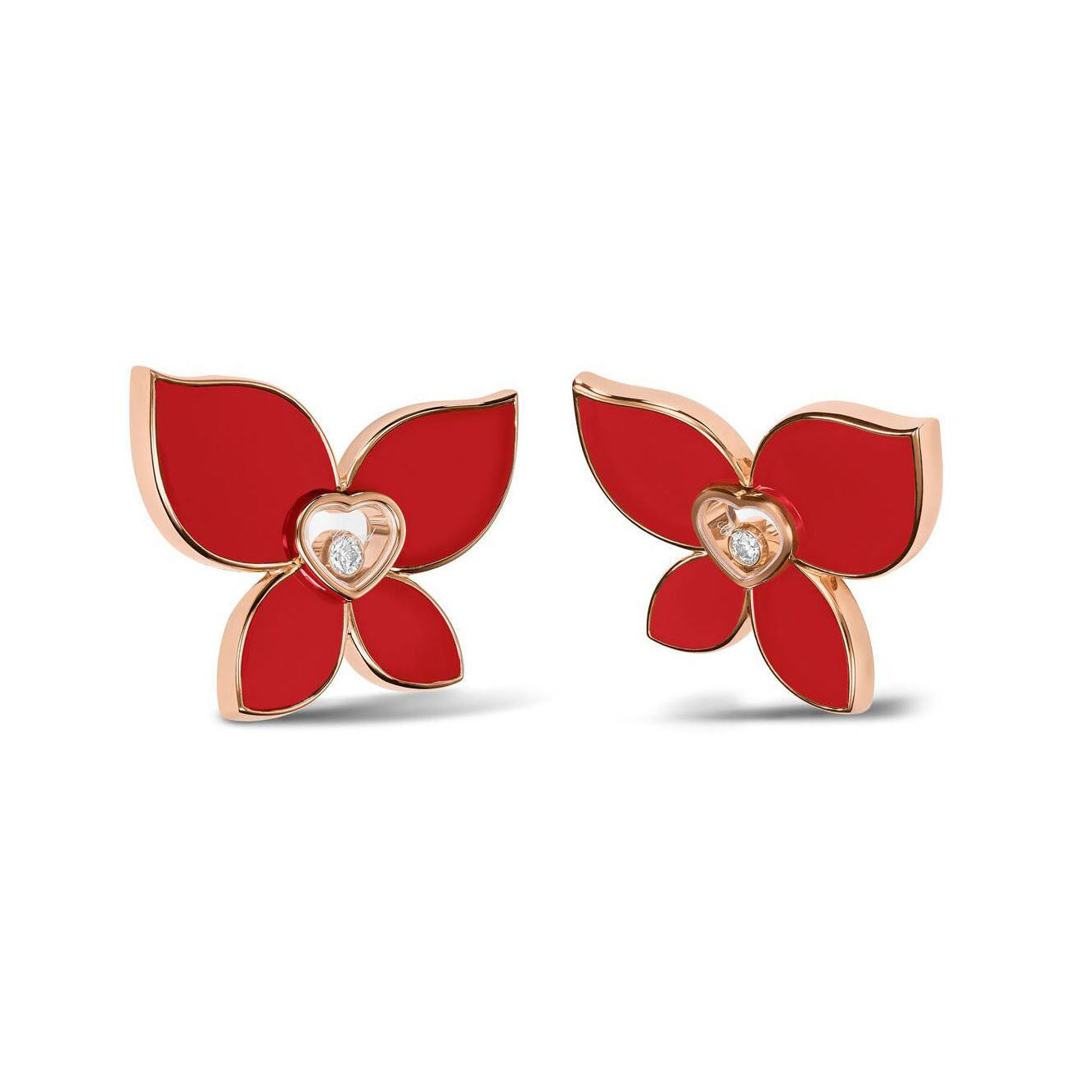 XB-848599-5001 glass butterfly agate diamond ear clip earrings