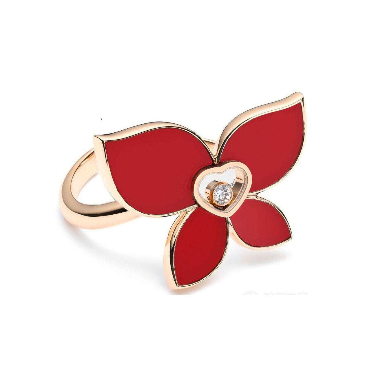 XB-828599-5010 glass butterfly agate diamond ring