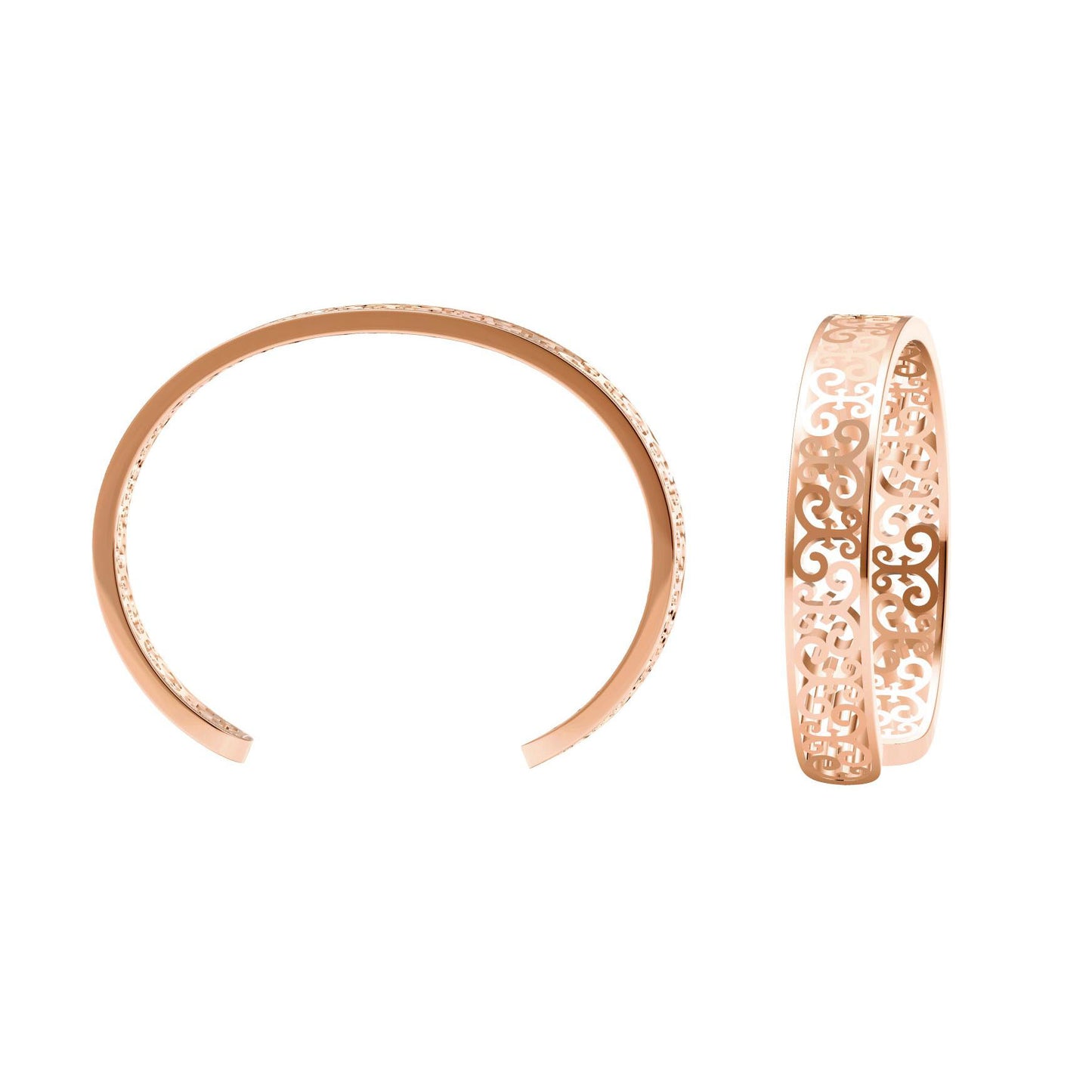 TIF35084607 light gold thatched open bracelet