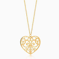 TIF83230192 light gold heart-shaped thatch pendant
