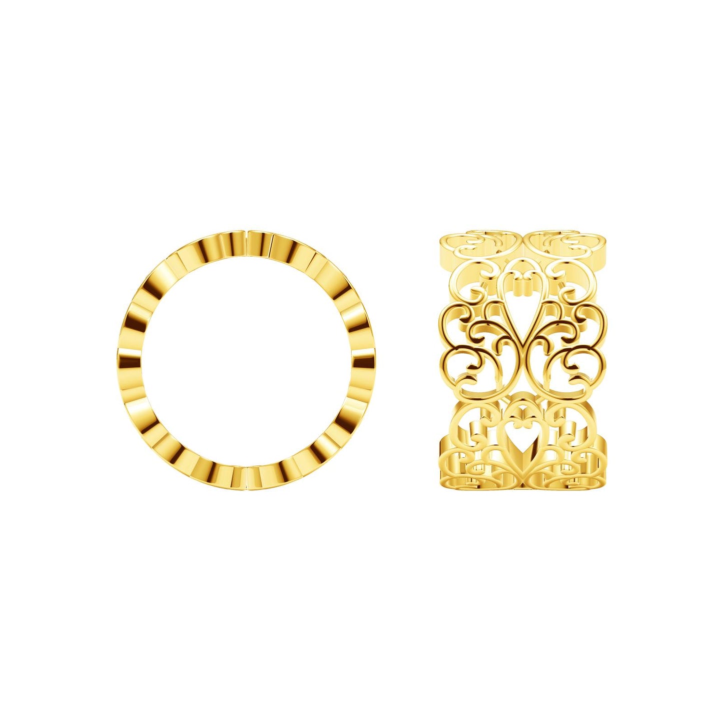 TIF52843374 light gold hollow wide arm thatch ring