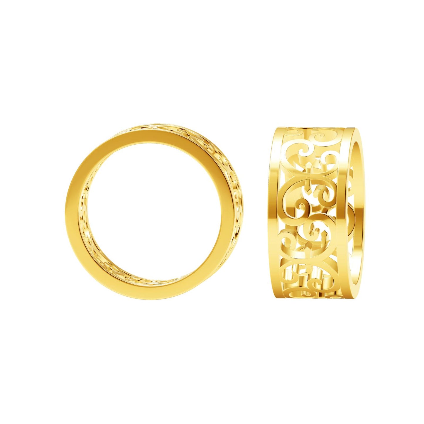 TIF13464510 light gold hollow thatch flower ring