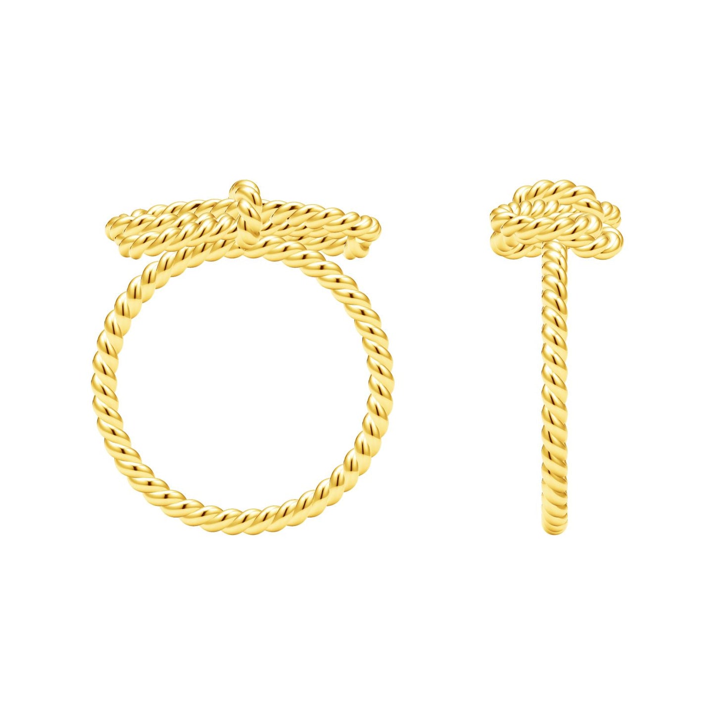 TIF83220190 light gold twisted rope bow ring