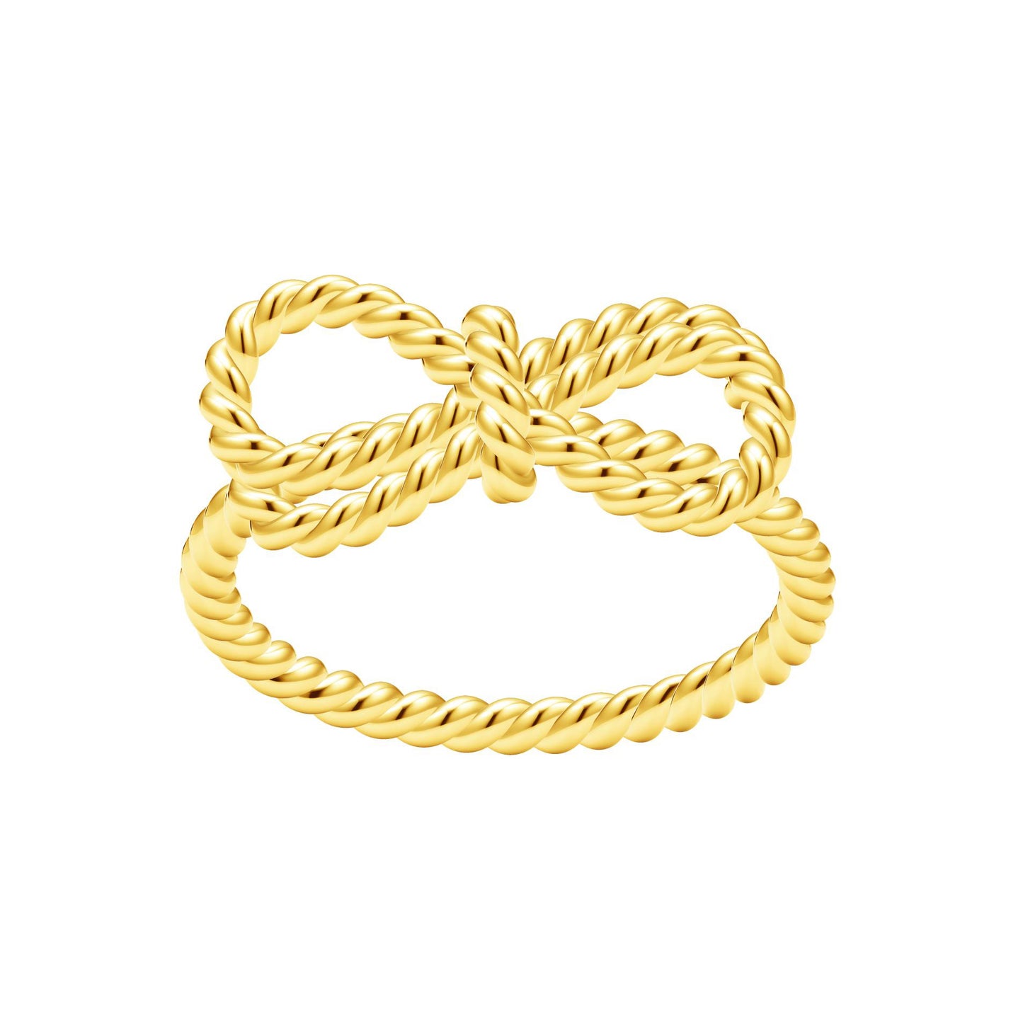 TIF83220190 light gold twisted rope bow ring