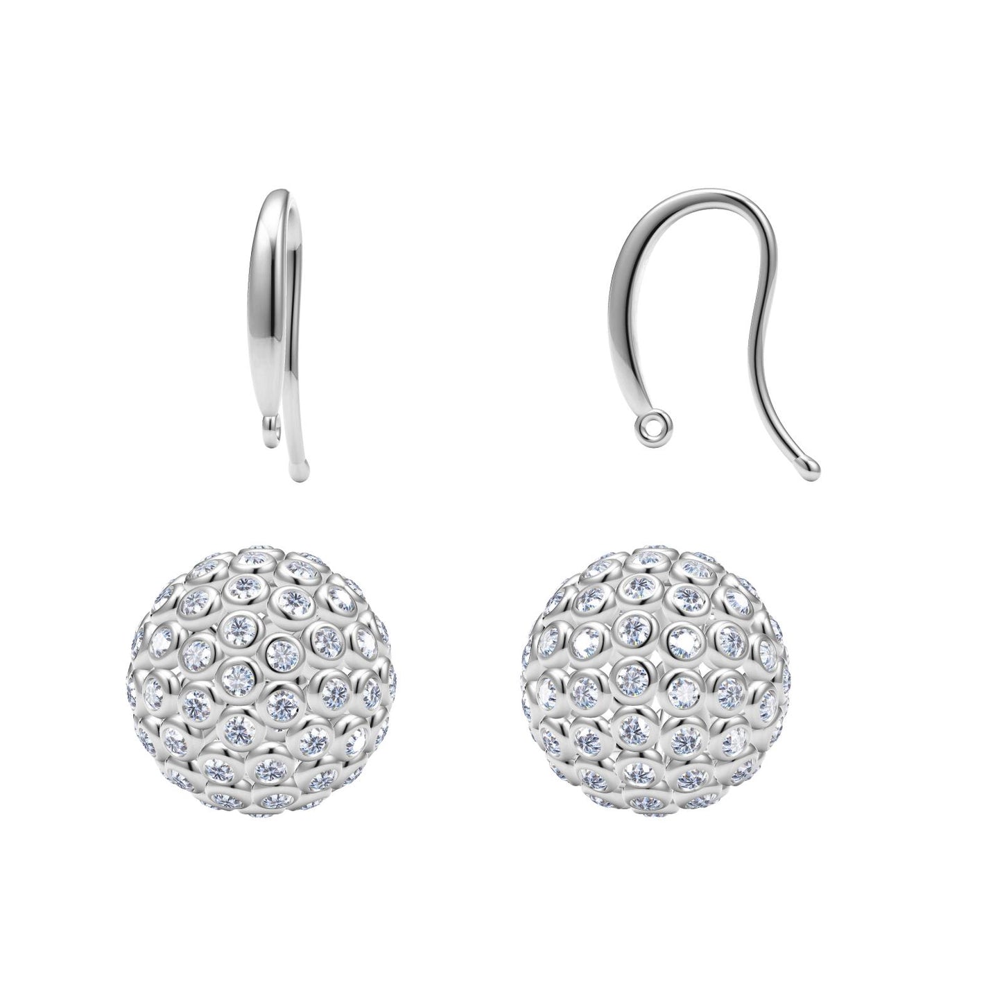 TIF12160309 spherical bezel-set diamond ear hooks