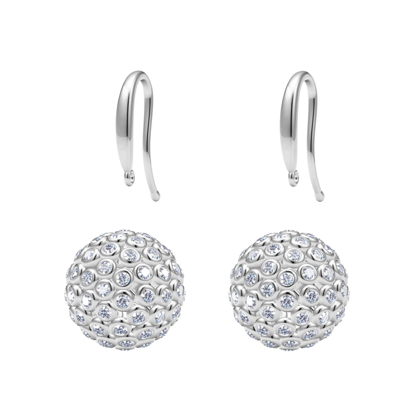 TIF12160309 spherical bezel-set diamond ear hooks