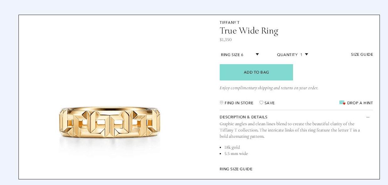 TIF21431014 T-shaped hollow wide version ring 16#