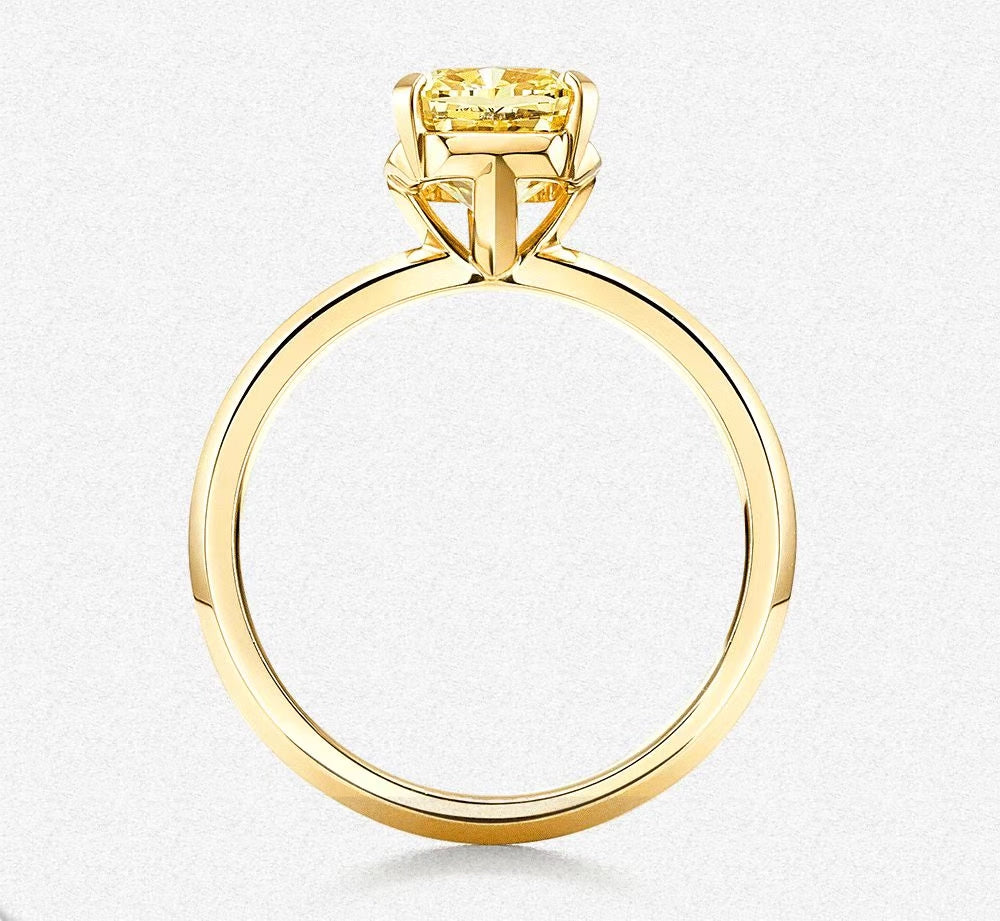 TIF12234899T four-prong yellow diamond small octagonal diamond ring 13#