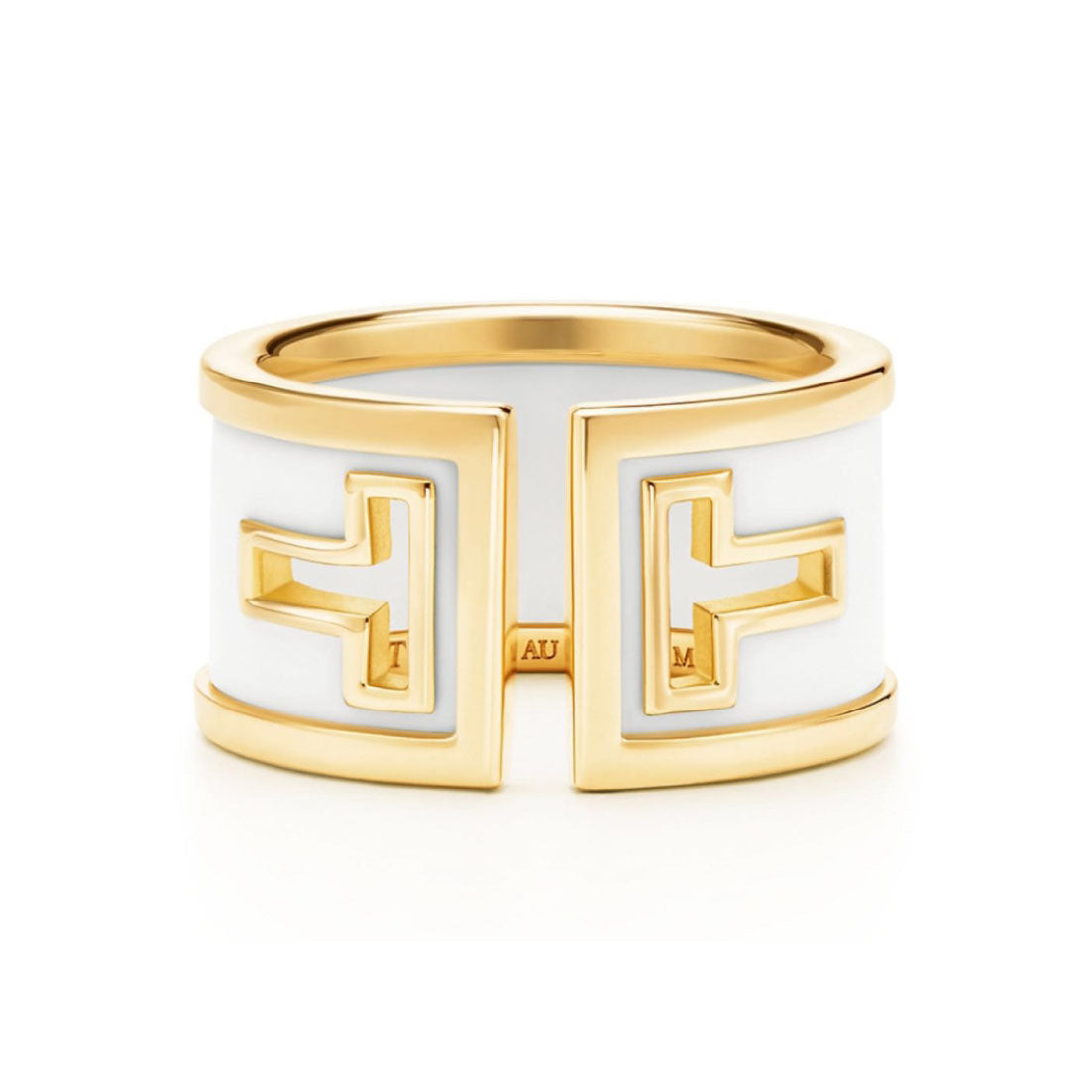 TIF17604397 Shell Agate Hollow T-shaped Wide Arm Ring 22#