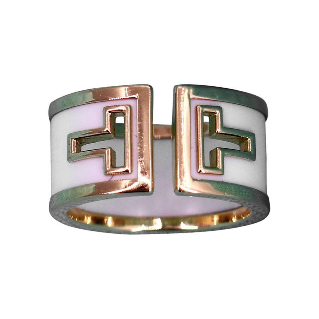 TIF17604397 Shell Agate Hollow T-shaped Wide Arm Ring 22#