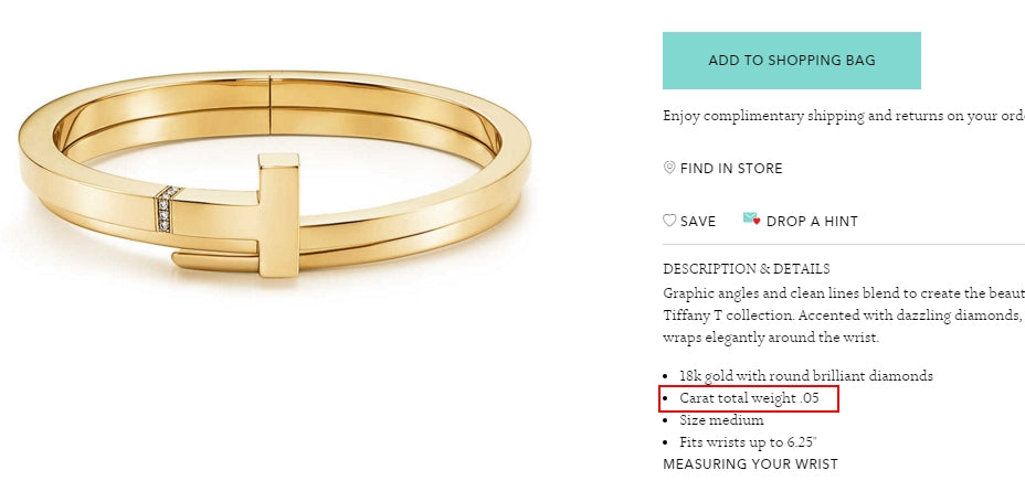 TIF85370100 T-shaped square wrap bracelet with diamonds 18#