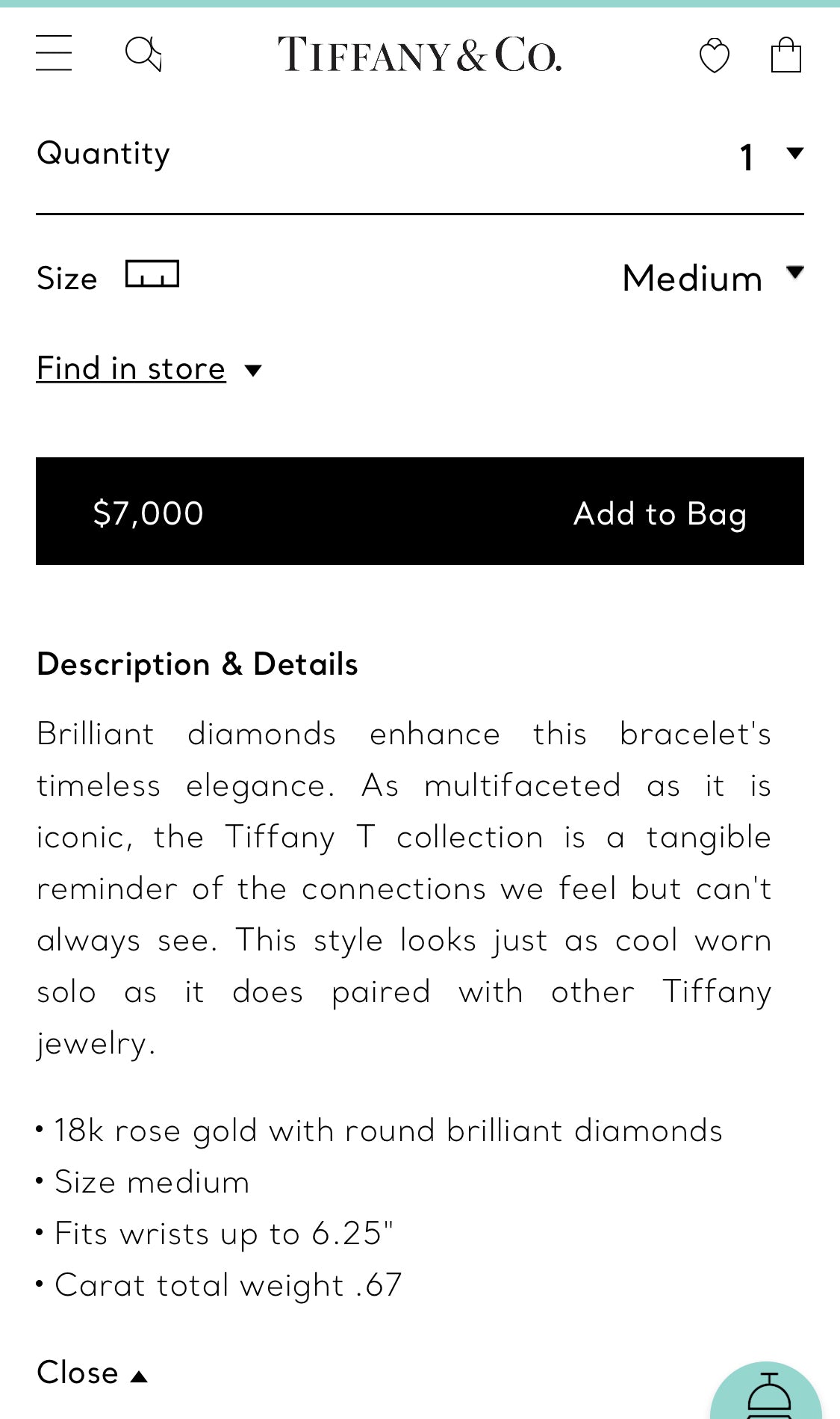 TIF13746997 Large double diamond T-head open coil bracelet 16#