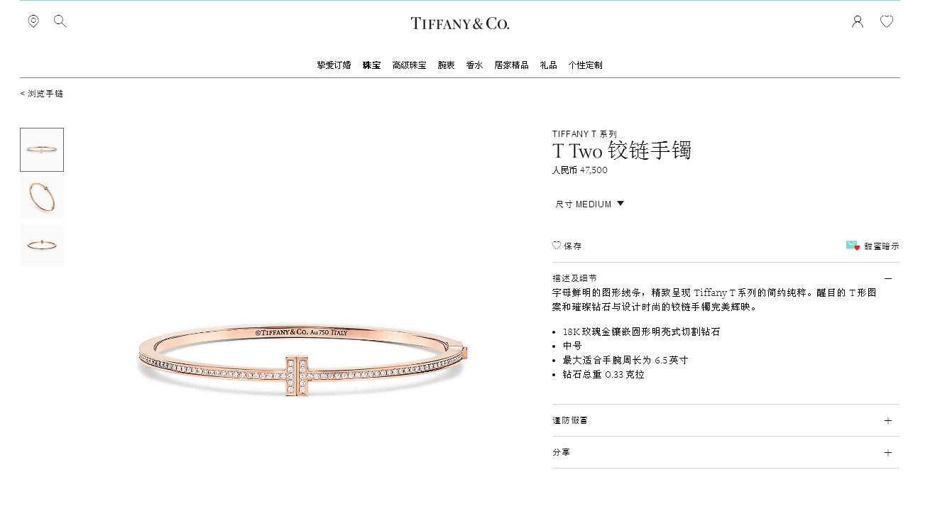 TIF53921480双T字镶钻手镯17#