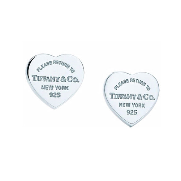 TIF85253539 light gold letter flat heart-shaped earrings