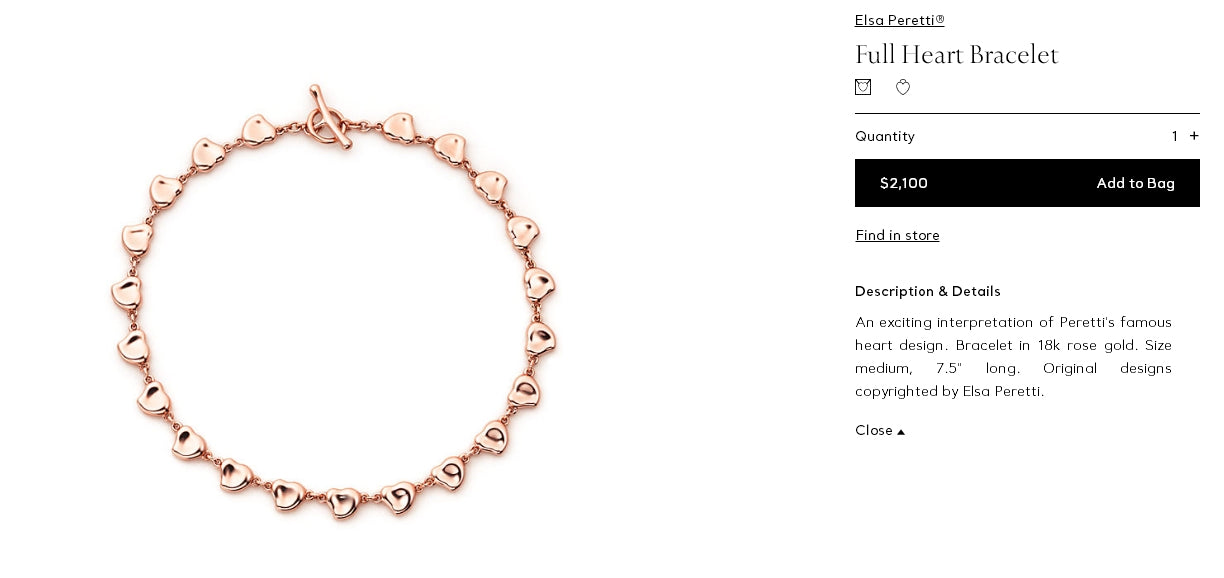 TIF35966675 light gold full solid crooked heart bracelet