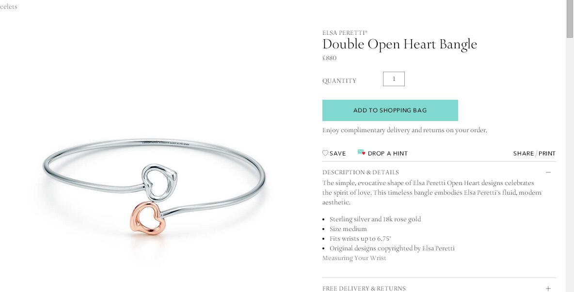 TIF49027482 light gold curved hollow heart bracelet 16#