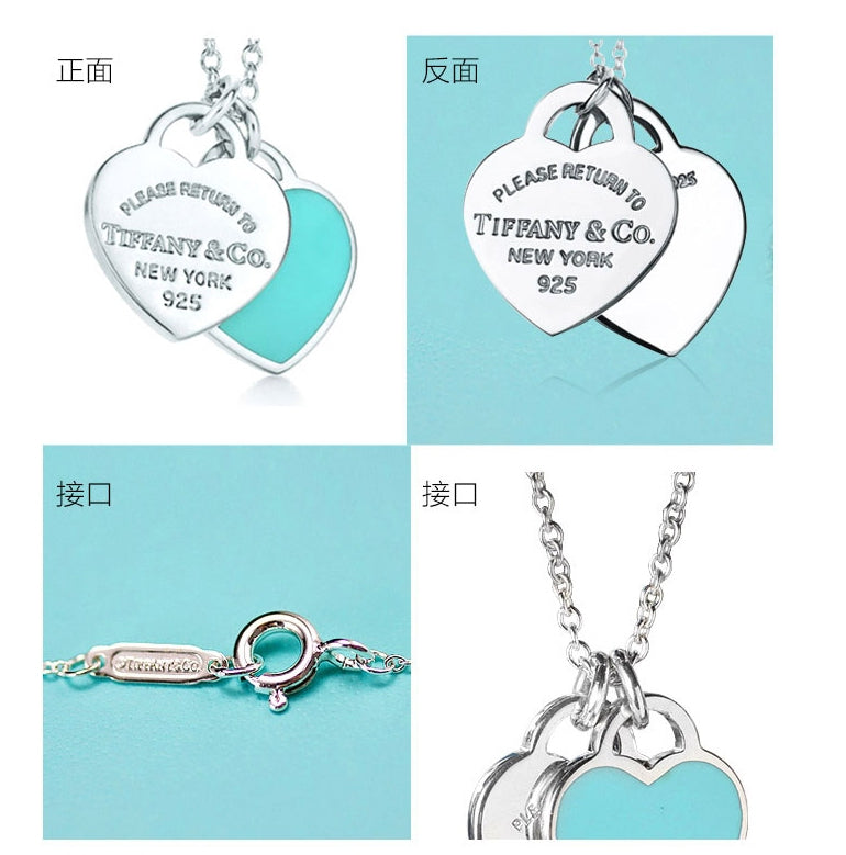 TIF36201335 double heart-shaped enamel pendant