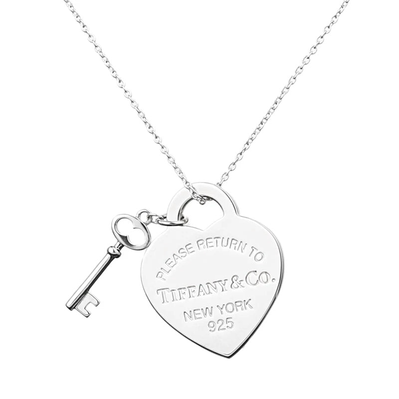 TIF64374758 light gold heart-shaped key pendant
