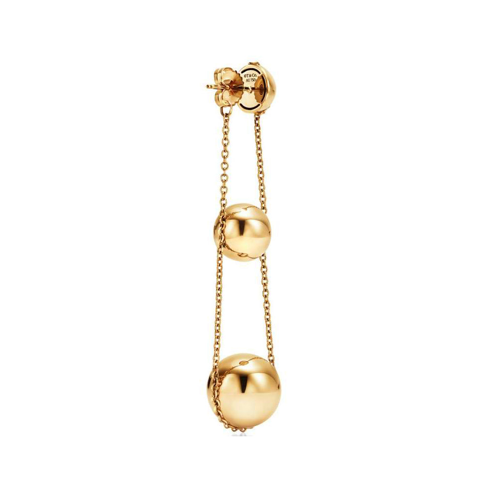 TIF86292960 Light Gold Edition Triple Gold Beads Ball Earrings