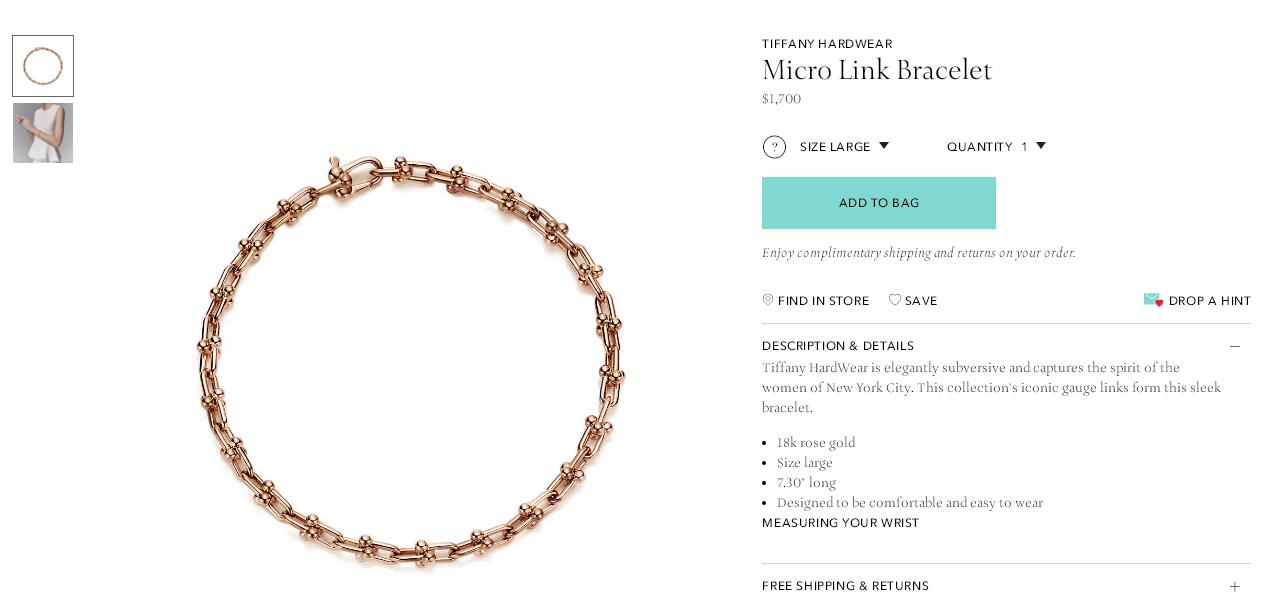TIF80249532 light gold micro chain link bracelet